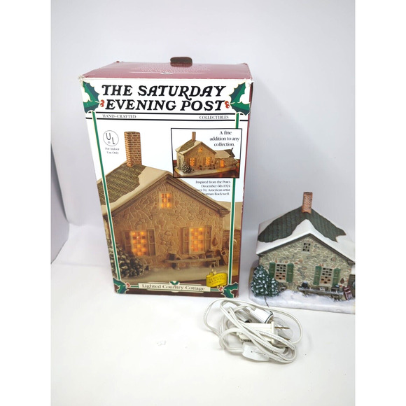 1998 Saturday Evening Post Christmas Village Lighted Country Cottage With Box - Picture 2 of 10